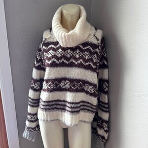 Free People Check Me Out pullover sweater, winter fog, size med, wool